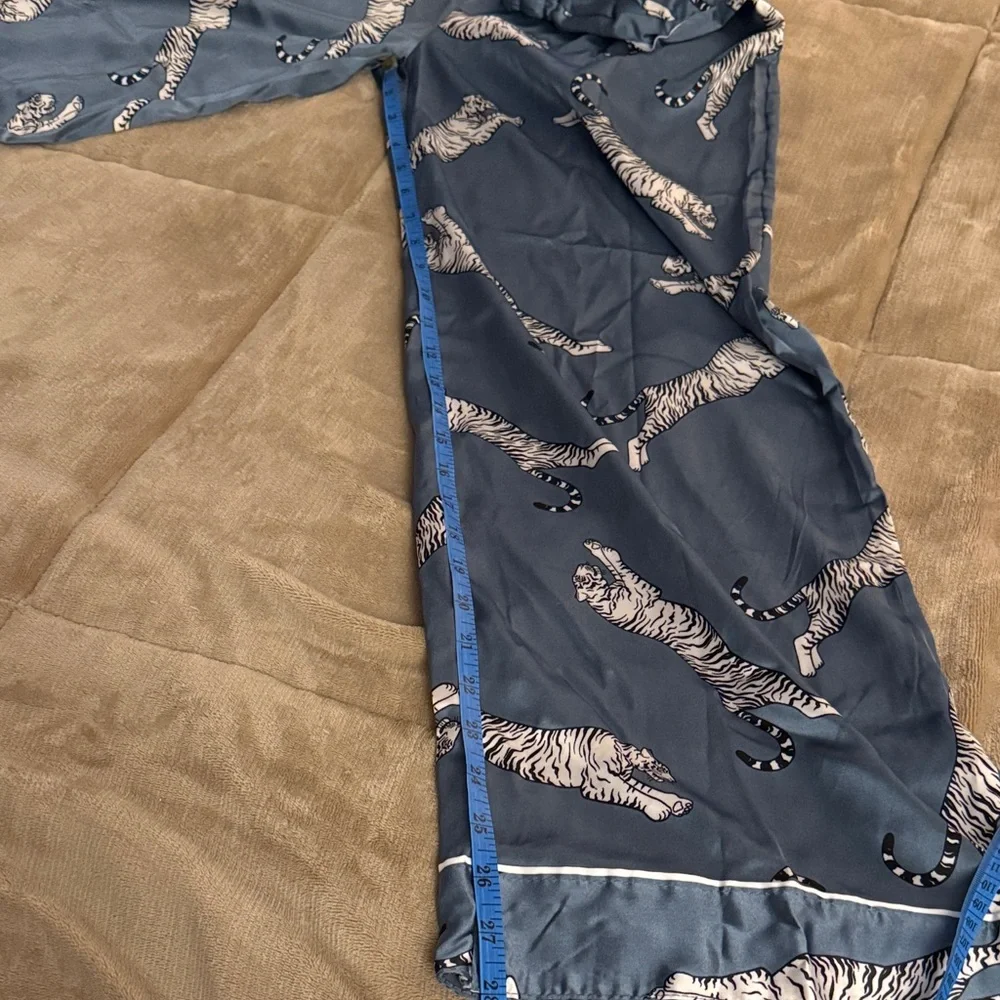 Women's Blue Tiger Print Pajama Pants - Picture 5 of 9